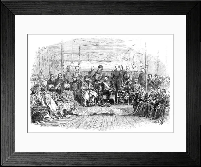 Framed Print : The Durbar at Umballah: meeting of the Governor-General of India and the Ameer of Cabul, 1869. Creator: Unknown Framed Print : The Durbar at Umballah: meeting of the Governor-General of India and the Ameer of Cabul, 1869. Creator: Unknown