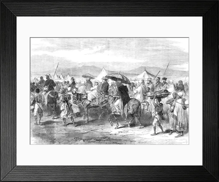 Framed Print : The Abyssinian Expedition: departure of the released prisoners from the head-quarters camp... 1868. Creator: Unknown Framed Print : The Abyssinian Expedition: departure of the released prisoners from the head-quarters camp... 1868. Creator: Unknown