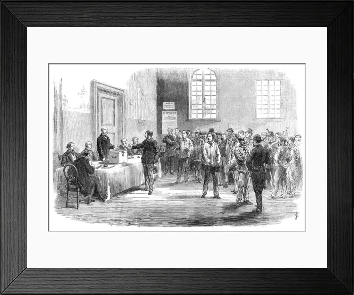Framed Print : The Elections in France: electors voting at the polling-place in the Faubourg St. Antoine, 1869. Creator: Unknown Framed Print : The Elections in France: electors voting at the polling-place in the Faubourg St. Antoine, 1869. Creator: Unknown