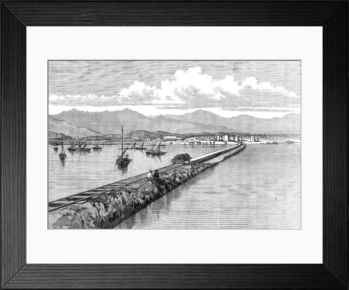 Framed Print : The Abyssinian Expedition: pier and landing-place at Zulla, Annesley Bay, 1868. Creator: Unknown Framed Print : The Abyssinian Expedition: pier and landing-place at Zulla, Annesley Bay, 1868. Creator: Unknown