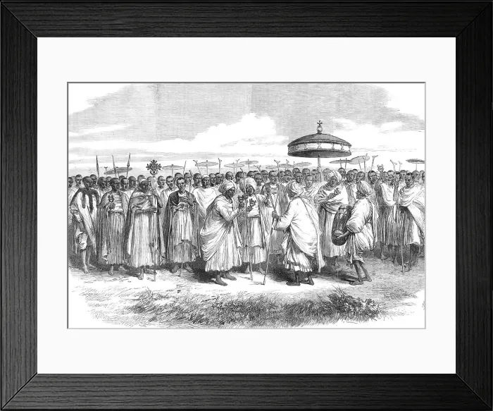 Framed Print : The Abyssinian Expedition: priests and villagers of Wadela singing the Song of Moses... 1868. Creator: Unknown Framed Print : The Abyssinian Expedition: priests and villagers of Wadela singing the Song of Moses... 1868. Creator: Unknown