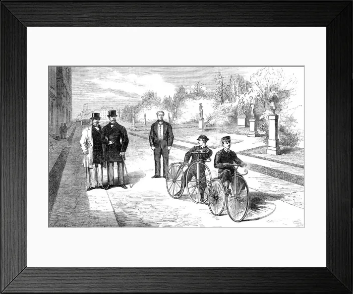 Framed Print : The Emperor and the Prince Imperial in the Reserved Garden of the Tuileries, 1869. Creator: Unknown Framed Print : The Emperor and the Prince Imperial in the Reserved Garden of the Tuileries, 1869. Creator: Unknown