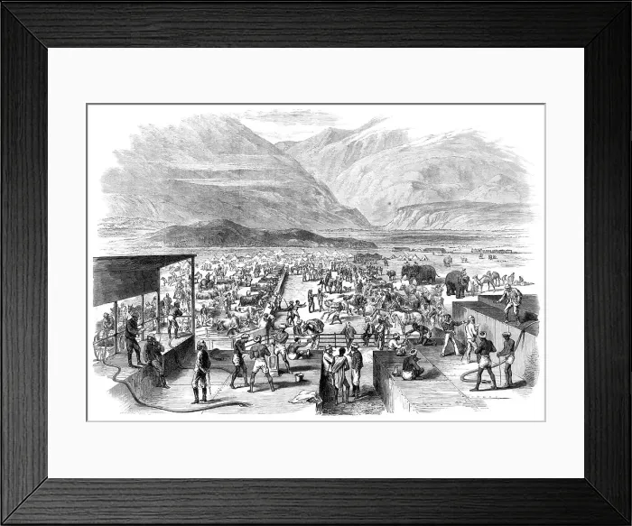 Framed Print : The Abyssinian Expedition: the water-tanks at Zulla, 1868. Creator: Unknown Framed Print : The Abyssinian Expedition: the water-tanks at Zulla, 1868. Creator: Unknown