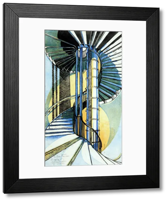Framed Print : The Tube staircase, 1929. Creator: Cyril Edward Power Framed Print : The Tube staircase, 1929. Creator: Cyril Edward Power