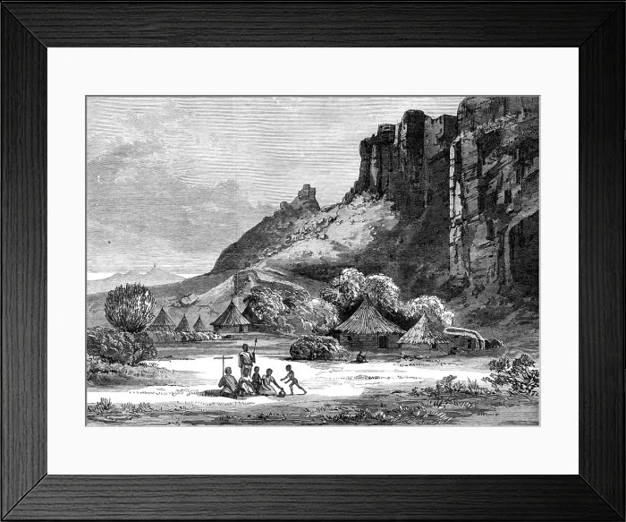 Framed Print : The Abyssinian Expedition: village under the Antalo Amba, 1868. Creator: Unknown Framed Print : The Abyssinian Expedition: village under the Antalo Amba, 1868. Creator: Unknown