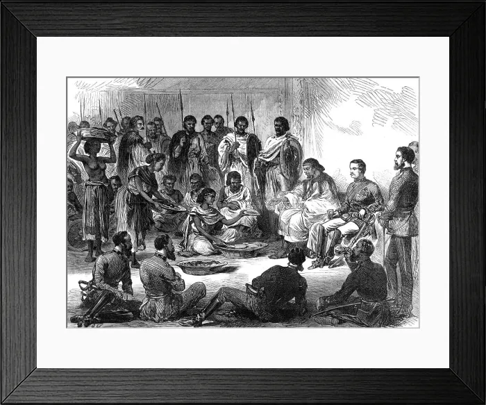 Framed Print : The Expedition to Abyssinia: Sir Robert Napier entertained by the Prince of Tigre, 1868. Creator: Unknown Framed Print : The Expedition to Abyssinia: Sir Robert Napier entertained by the Prince of Tigre, 1868. Creator: Unknown