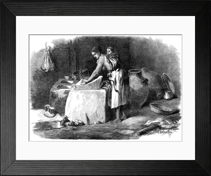 Framed Print : The Abyssinian Expedition: woman grinding corn in Tigre, 1868. Creator: Unknown Framed Print : The Abyssinian Expedition: woman grinding corn in Tigre, 1868. Creator: Unknown