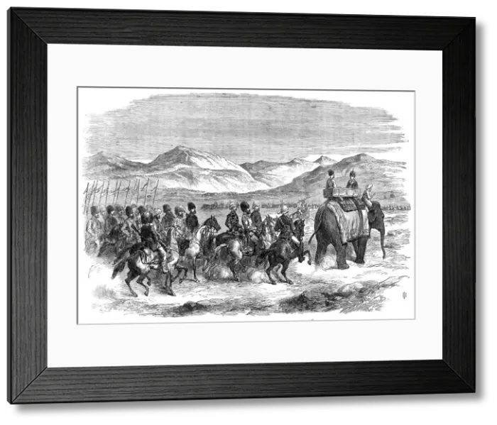 Framed Print : The Ameer of Cabool on his way to Peshawur, 1869. Creator: Unknown Framed Print : The Ameer of Cabool on his way to Peshawur, 1869. Creator: Unknown