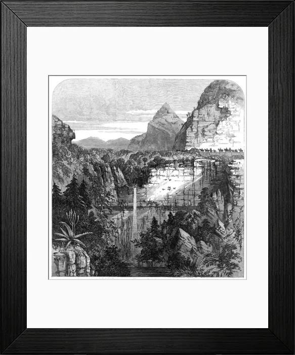 Framed Print : The Expedition to Abyssinia: waterfall on the Mai Muna, near Senafe, 1868. Creator: Unknown