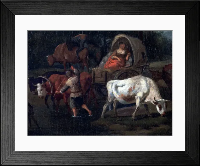 Framed Print : The bullock cart, c1760. Creator: Francesco Zuccarelli Framed Print : The bullock cart, c1760. Creator: Francesco Zuccarelli