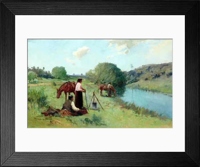 Framed Print : Maoris on a river bank, 1912. Creator: Frank Wright Framed Print : Maoris on a river bank, 1912. Creator: Frank Wright