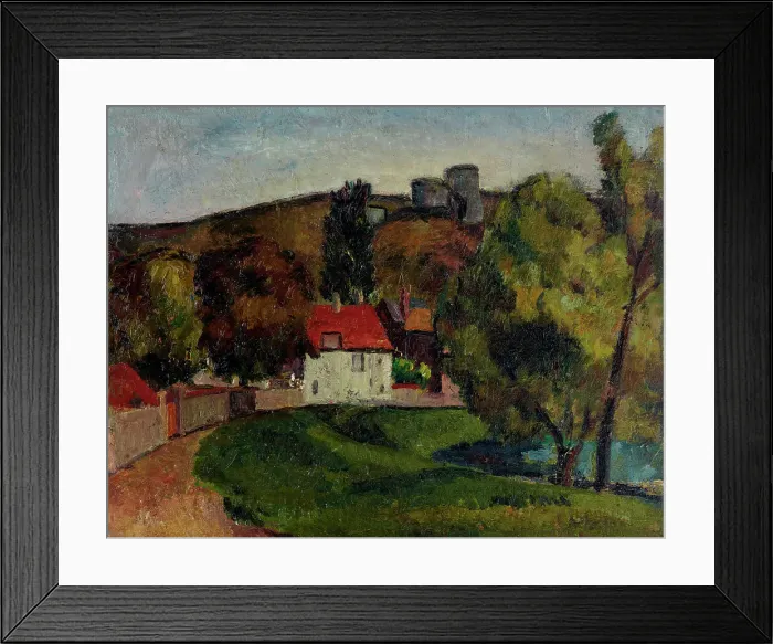 Framed Print : Landscape Village beneath the ruins, c1915. Creator: Frederick James Porter Framed Print : Landscape Village beneath the ruins, c1915. Creator: Frederick James Porter