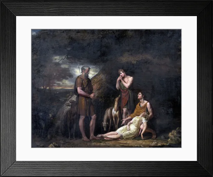 Framed Print : Imogen found in the cave of Belarius, 1808. Creator: George Dawe Framed Print : Imogen found in the cave of Belarius, 1808. Creator: George Dawe