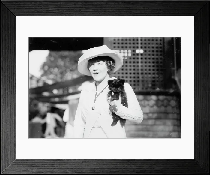 Framed Print : Mrs. Arthur Carrol and Pom Pom, between c1910 and c1915. Creator: Bain News Service Framed Print : Mrs. Arthur Carrol and Pom Pom, between c1910 and c1915. Creator: Bain News Service