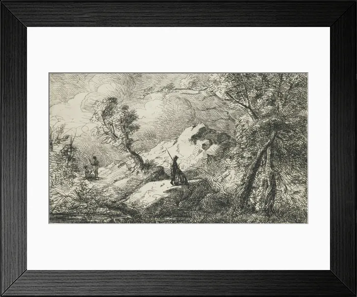 Framed Print : Romantic scene with figures in mid distance, 1831. Creator: David Charles Read Framed Print : Romantic scene with figures in mid distance, 1831. Creator: David Charles Read