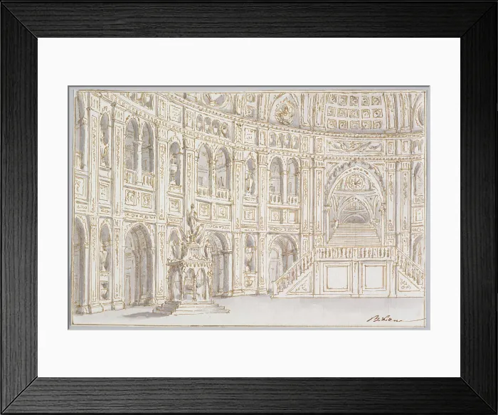 Framed Print : An interior with arcaded gallery and staircase, late 17th century-mid-18th century. Creator: Ferdinando Galli Bibiena Framed Print : An interior with arcaded gallery and staircase, late 17th century-mid-18th century. Creator: Ferdinando Galli Bibiena