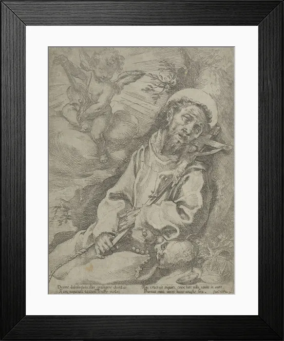 Framed Print : St Francis consoled by a musical angel, c.1595. Creator: Francesco Vanni Framed Print : St Francis consoled by a musical angel, c.1595. Creator: Francesco Vanni