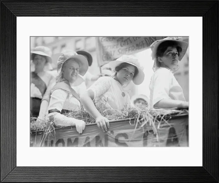 Framed Print : Suffrage Straw Ride, between c1910 and c1915. Creator: Bain News Service Framed Print : Suffrage Straw Ride, between c1910 and c1915. Creator: Bain News Service