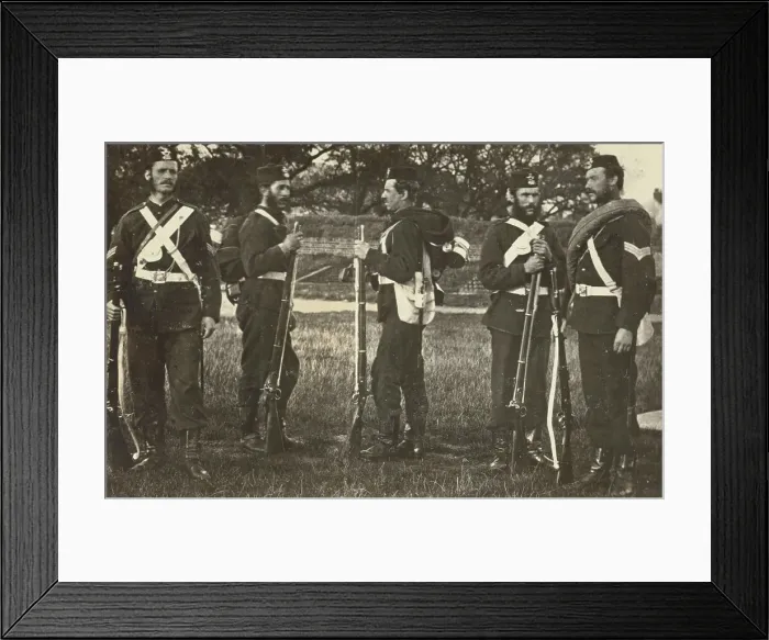 Framed Print : Group of Non Coms, & Privates 68th Regt. Portsmouth - Hickson, Keogh, Bedson.... 1866, c1900. Creator: William Francis Gordon Framed Print : Group of Non Coms, & Privates 68th Regt. Portsmouth - Hickson, Keogh, Bedson.... 1866, c1900. Creator: William Francis Gordon