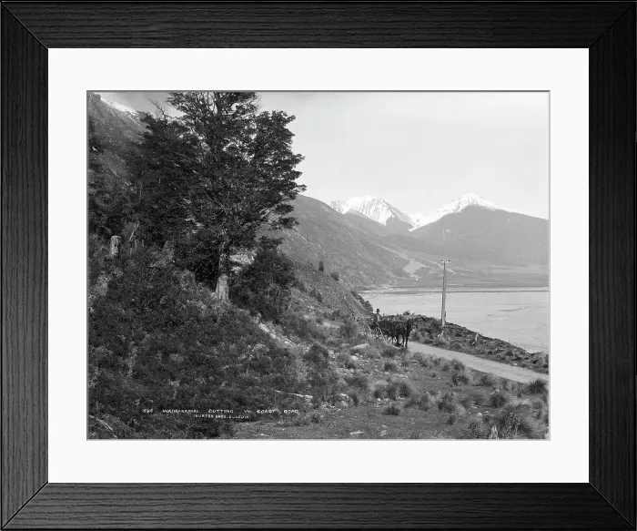 Framed Print : Waimakariri cutting, West Coast Road, 1880s. Creator: Burton Brothers Framed Print : Waimakariri cutting, West Coast Road, 1880s. Creator: Burton Brothers