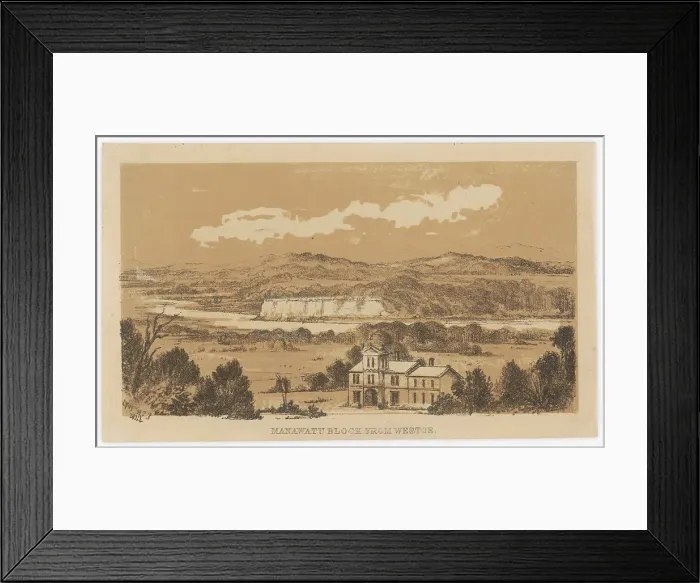 Framed Print : Manawatu Block from Westoe, c.1878. Creator: Edith Stanway Halcombe Framed Print : Manawatu Block from Westoe, c.1878. Creator: Edith Stanway Halcombe