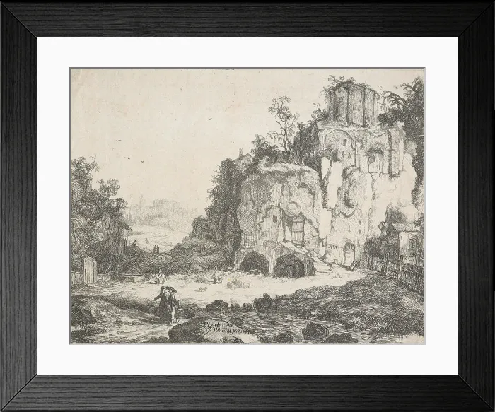 Framed Print : Landscape with the Temple of the Sibyl at Tivoli, 1645. Creator: Joan van Noort Framed Print : Landscape with the Temple of the Sibyl at Tivoli, 1645. Creator: Joan van Noort