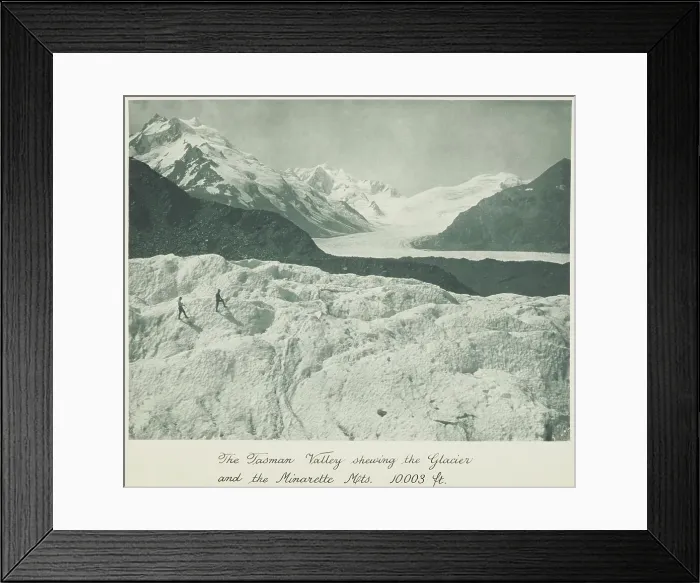 Framed Print : The Tasman Valley showing the Glacier and the Minarette Mts. 10, 003 ft, 1920s. Creator: Harry Moult Framed Print : The Tasman Valley showing the Glacier and the Minarette Mts. 10, 003 ft, 1920s. Creator: Harry Moult