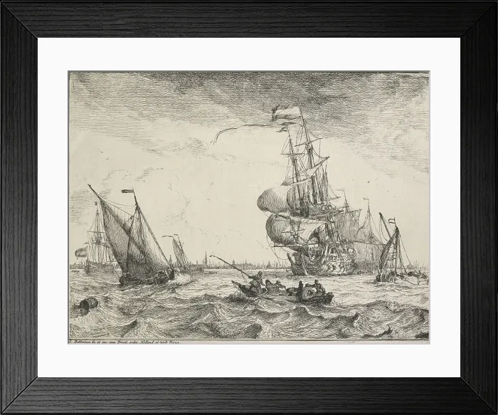 Framed Print : Seascapes with views of the Ij and Amsterdam, Rotterdam, Katwijk, etc. Untitled, 1701. Creator: Ludolf Bakhuizen Framed Print : Seascapes with views of the Ij and Amsterdam, Rotterdam, Katwijk, etc. Untitled, 1701. Creator: Ludolf Bakhuizen