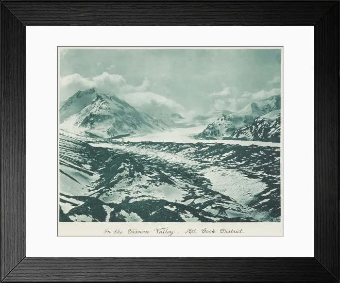 Framed Print : In the Tasman Valley, Mt Cook district. From the album: Record Pictures of New Zealand, 1920s. Creator: Harry Moult Framed Print : In the Tasman Valley, Mt Cook district. From the album: Record Pictures of New Zealand, 1920s. Creator: Harry Moult