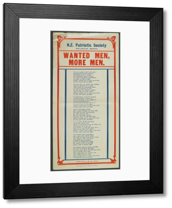 Framed Print : Poster, N.Z. Patriotic Society, 1915-1916. Creator: Yeoman & Barker Framed Print : Poster, N.Z. Patriotic Society, 1915-1916. Creator: Yeoman & Barker