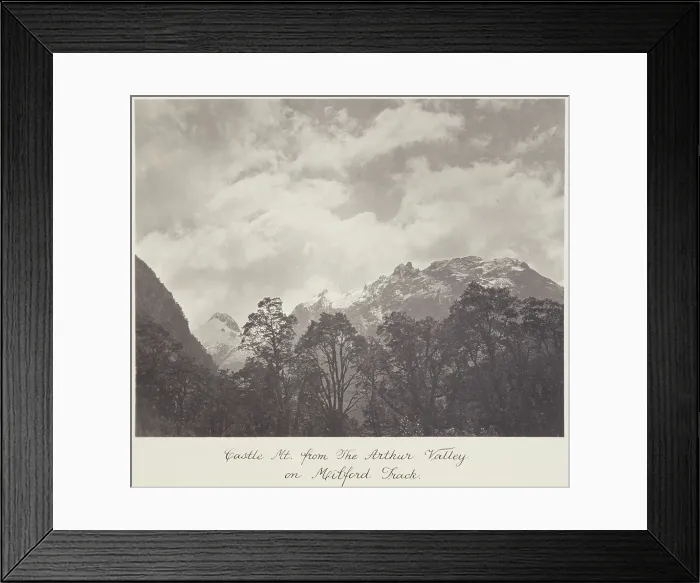 Framed Print : Castle Mountain from the Arthur Valley, on Milford Track, 1920s. Creator: Harry Moult Framed Print : Castle Mountain from the Arthur Valley, on Milford Track, 1920s. Creator: Harry Moult