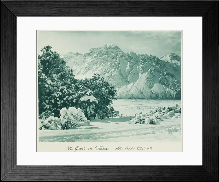 Framed Print : Mt Giant in winter, Mt Cook district. From the album: Record Pictures of New Zealand, 1920s. Creator: Harry Moult Framed Print : Mt Giant in winter, Mt Cook district. From the album: Record Pictures of New Zealand, 1920s. Creator: Harry Moult