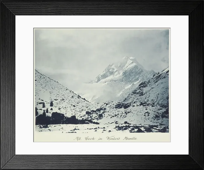 Framed Print : Mt. Cook in winter's mantle. From the album: Record Pictures of New Zealand, 1920s. Creator: Harry Moult Framed Print : Mt. Cook in winter's mantle. From the album: Record Pictures of New Zealand, 1920s. Creator: Harry Moult