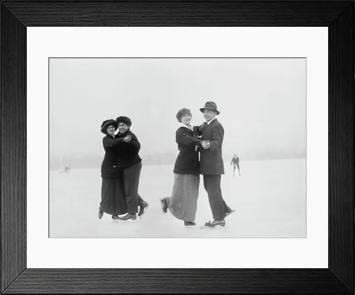 Framed Print : Fred Flake and Flo Coine; Frank Thompson and Mrs. Matheson -- ice skating, between c1910 and c1915. Creator: Bain News Service Framed Print : Fred Flake and Flo Coine; Frank Thompson and Mrs. Matheson -- ice skating, between c1910 and c1915. Creator: Bain News Service