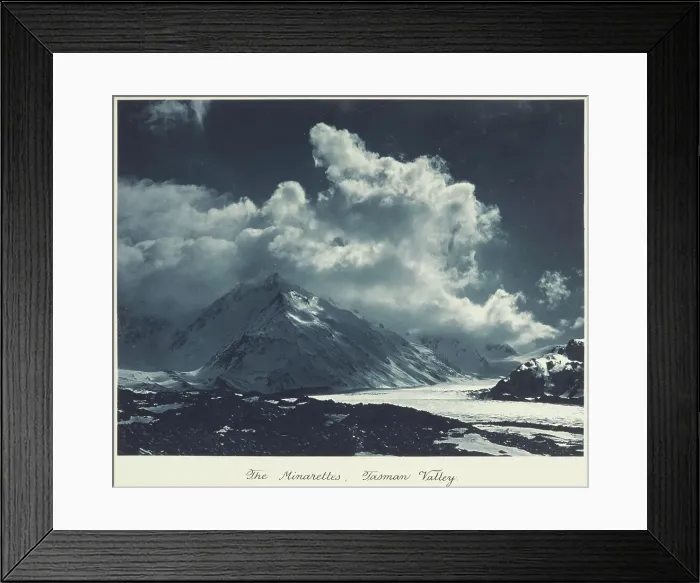 Framed Print : The Minarettes, Tasman Valley. From the album: Camera Pictures of New Zealand, 1920s. Creator: Harry Moult Framed Print : The Minarettes, Tasman Valley. From the album: Camera Pictures of New Zealand, 1920s. Creator: Harry Moult
