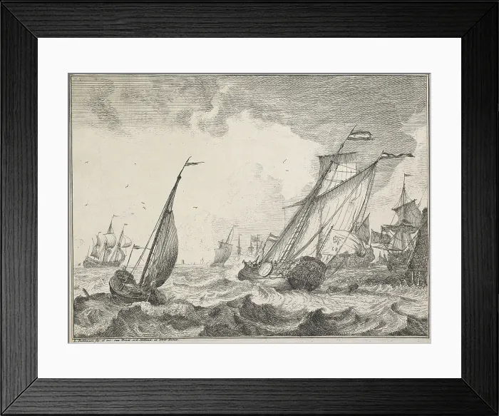 Framed Print : Seascapes with views of the Ij and Amsterdam, Rotterdam, Katwijk, etc. Untitled, 1701. Creator: Ludolf Bakhuizen Framed Print : Seascapes with views of the Ij and Amsterdam, Rotterdam, Katwijk, etc. Untitled, 1701. Creator: Ludolf Bakhuizen