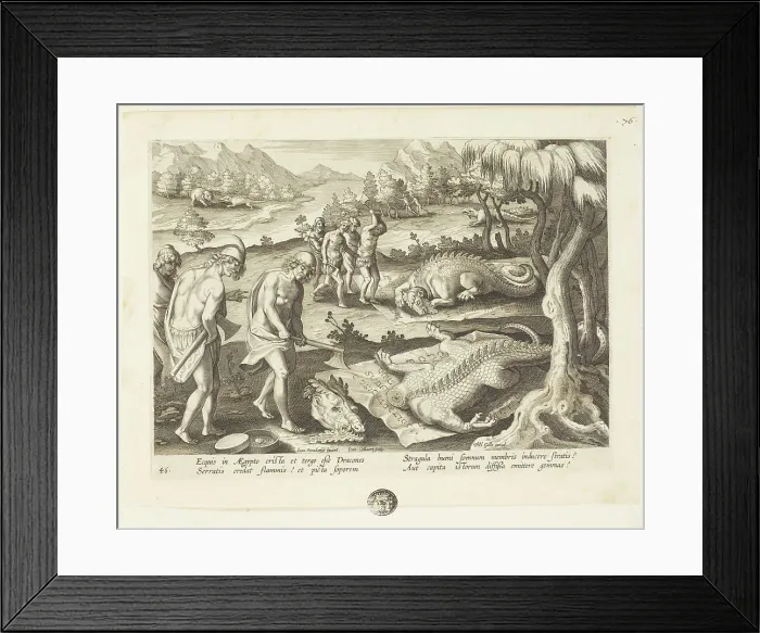 Framed Print : Venationes ferarum, avium, piscium (Hunts of wild animals, birds and fish). Plate 46, 1596. Creator: Hans Collaert the Younger Framed Print : Venationes ferarum, avium, piscium (Hunts of wild animals, birds and fish). Plate 46, 1596. Creator: Hans Collaert the Younger
