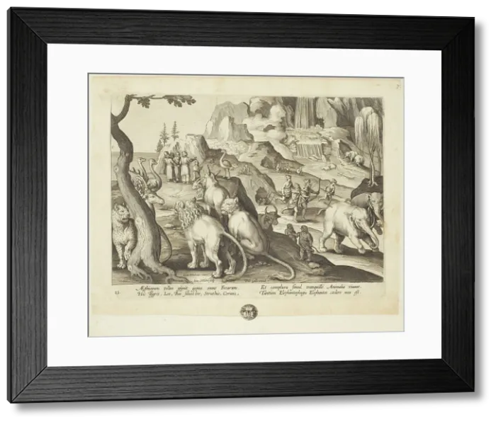 Framed Print : Venationes ferarum, avium, piscium (Hunts of wild animals, birds and fish). Plate 13, 1596. Creator: Hans Collaert the Younger Framed Print : Venationes ferarum, avium, piscium (Hunts of wild animals, birds and fish). Plate 13, 1596. Creator: Hans Collaert the Younger