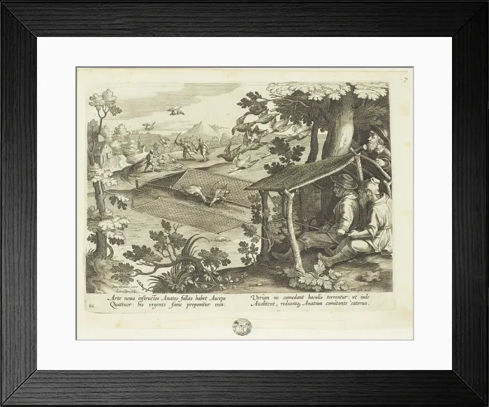Framed Print : Venationes ferarum, avium, piscium (Hunts of wild animals, birds and fish). Plate 66, 1596. Creator: Hans Collaert the Younger Framed Print : Venationes ferarum, avium, piscium (Hunts of wild animals, birds and fish). Plate 66, 1596. Creator: Hans Collaert the Younger