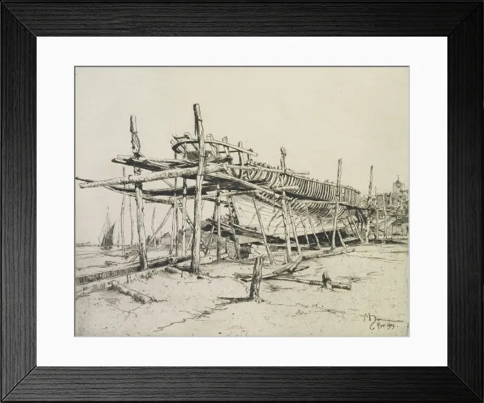 Framed Print : High noon in the boatyard, Rye, 1909. Creator: Martin Hardie Framed Print : High noon in the boatyard, Rye, 1909. Creator: Martin Hardie
