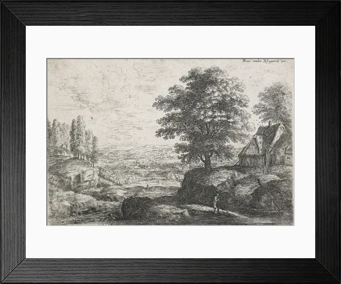 Framed Print : Landscape with a man with a walking stick, Mid 17th century. Creator: Lucas van Uden Framed Print : Landscape with a man with a walking stick, Mid 17th century. Creator: Lucas van Uden