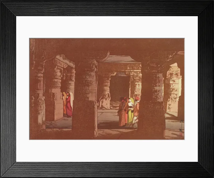 Framed Print : Third cave temple in Ellora, c.1931. Creator: Hiroshi Yoshida Framed Print : Third cave temple in Ellora, c.1931. Creator: Hiroshi Yoshida