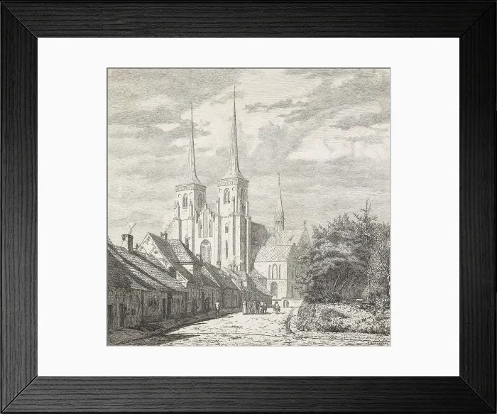 Framed Print : Bondetinget: a street in Roskilde, Mid 19th century. Creator: Holger Roed Framed Print : Bondetinget: a street in Roskilde, Mid 19th century. Creator: Holger Roed