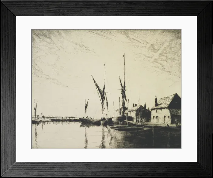 Framed Print : Sunset at Heybridge basin, 1924. Creator: Martin Hardie Framed Print : Sunset at Heybridge basin, 1924. Creator: Martin Hardie