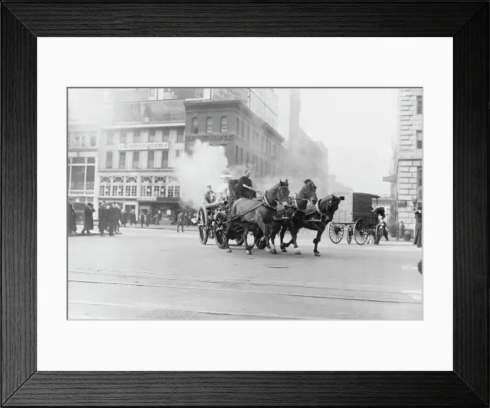 Framed Print : Going to a fire, between c1910 and c1915. Creator: Bain News Service Framed Print : Going to a fire, between c1910 and c1915. Creator: Bain News Service