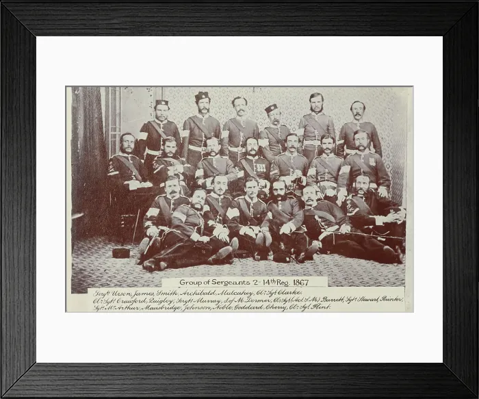 Framed Print : Group of Sergeants 2-14th Regiments, 1867, 1867. Creator: William Francis Gordon Framed Print : Group of Sergeants 2-14th Regiments, 1867, 1867. Creator: William Francis Gordon