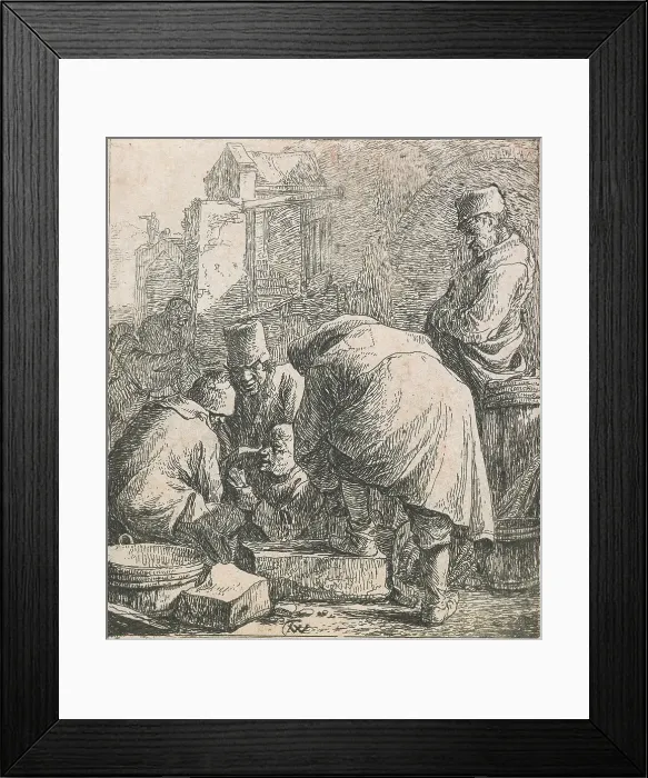 Framed Print : Man adjusting his footwear, 1631-1677. Creator: Thomas Wyck Framed Print : Man adjusting his footwear, 1631-1677. Creator: Thomas Wyck
