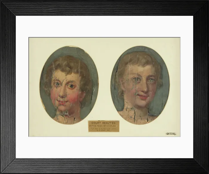 Framed Print : Portraits on silk, c.1680. Creator: Unknown Framed Print : Portraits on silk, c.1680. Creator: Unknown