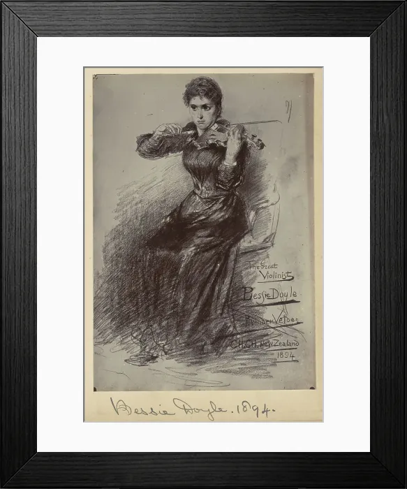 Framed Print : Copy of a Petrus van der Velden painting - Bessie Doyle, The Great Violinist, Christchurch, 1894. Creator: Unknown Framed Print : Copy of a Petrus van der Velden painting - Bessie Doyle, The Great Violinist, Christchurch, 1894. Creator: Unknown