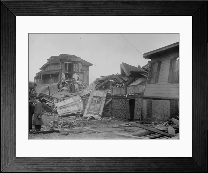 Framed Print : Seabright - storm damage - Octagon Hotel, 1914. Creator: Bain News Service Framed Print : Seabright - storm damage - Octagon Hotel, 1914. Creator: Bain News Service
